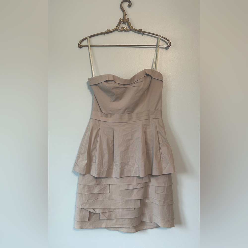 BCBGMaxAzria stone colored cocktail or event dress